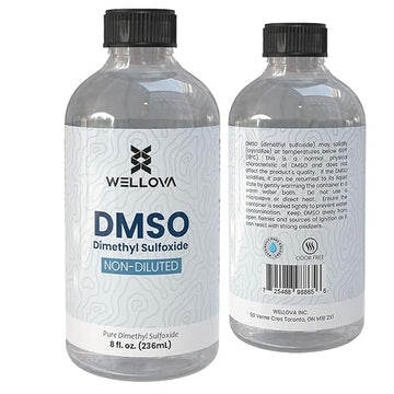 Wellova DMSO 99.9% Pharmaceutical Grade with 99.9% Purity & Low Odor - (Dimethyl Sulfoxide) Clear Glass Bottle (240ML) - (8oz)