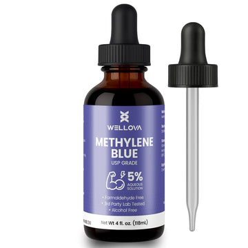 Wellova Methylene Blue 5% Solution | High-Purity Laboratory Grade | Large 120 mL UV-Protective Bottle